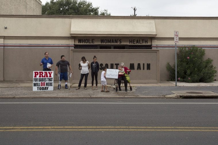 Abortion protesters in front of the Whole Woman's Health clinic in McAllen. 