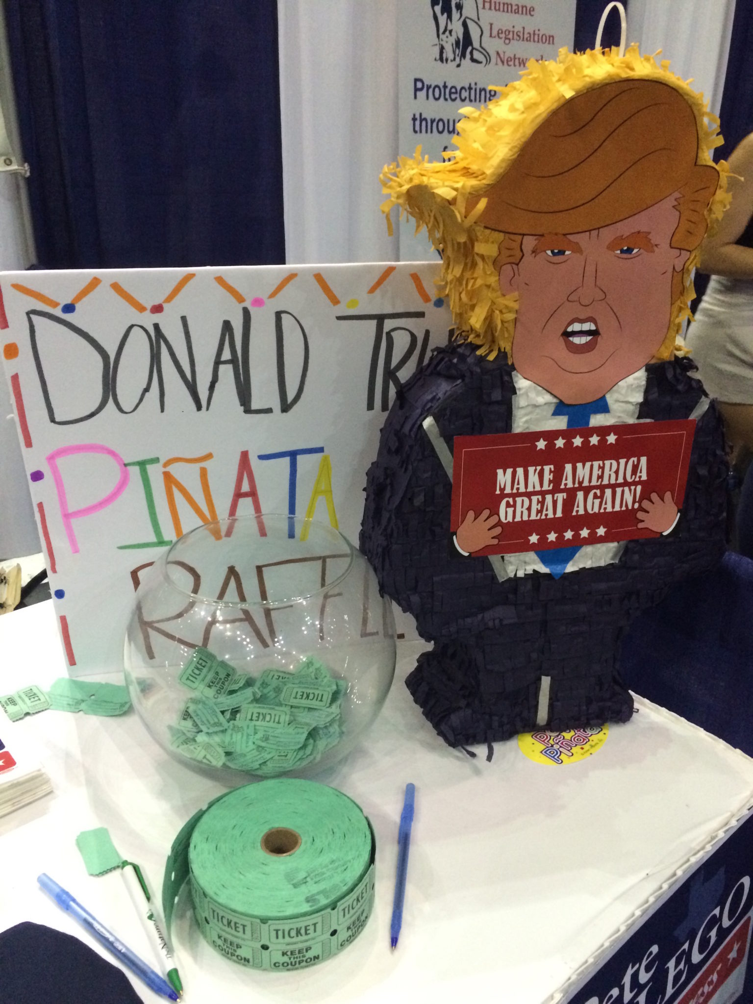 Raffle for a Donald Trump piñata at the Texas Democratic Convention.