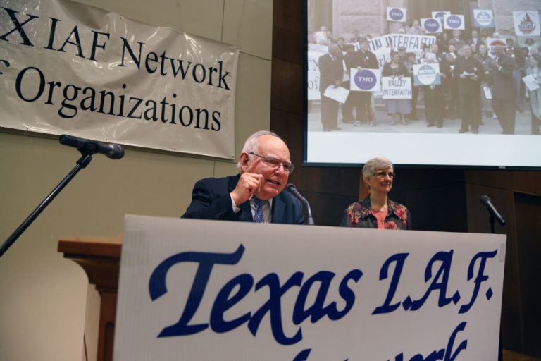 Texas IAF's Ernesto Cortes, Jr. and Sr. Christine Stephens celebrate 40 years of organizing.