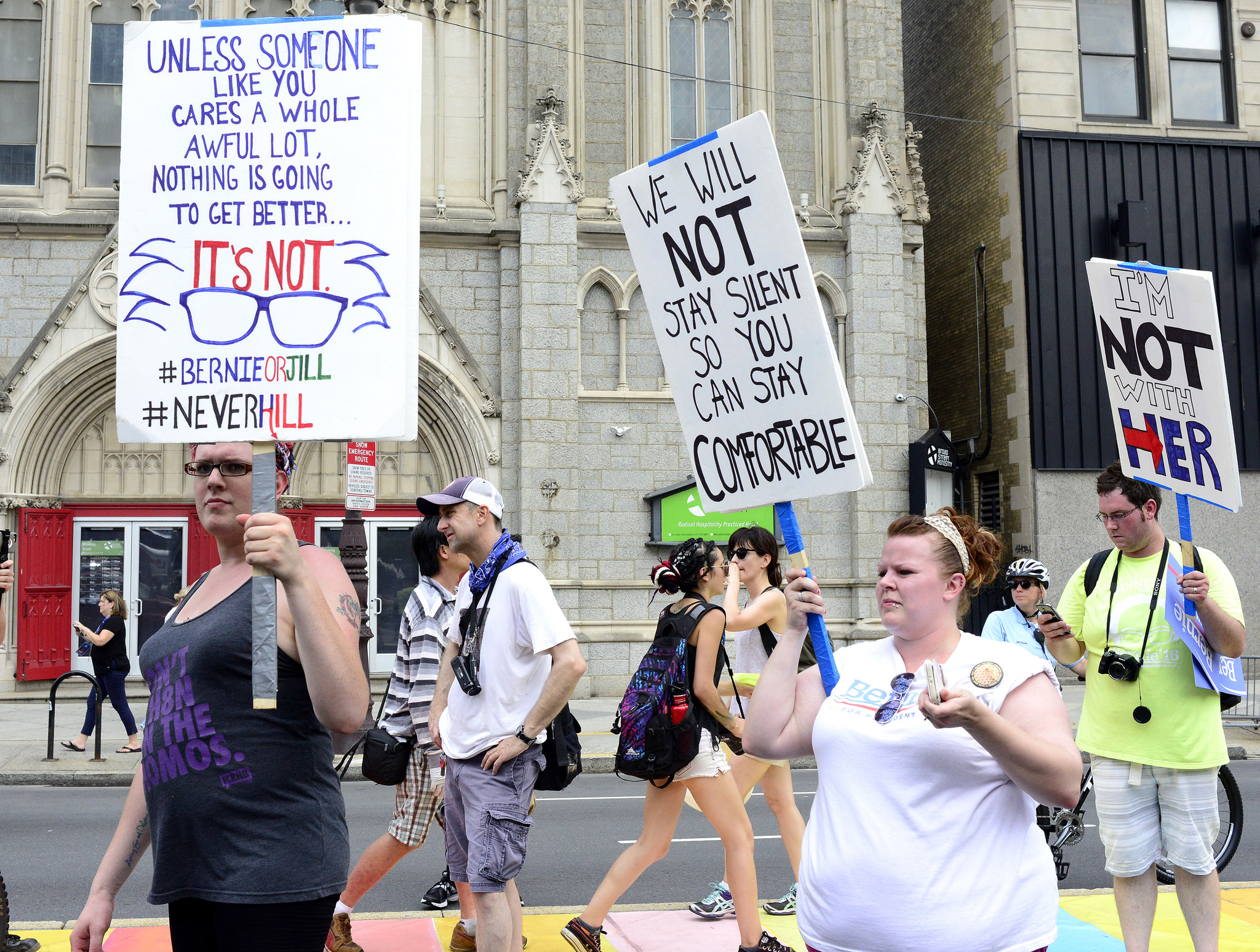 Left-of-the-left protesters outside the Democratic National Convention in Philadelphia.