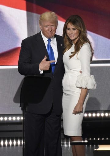 Donald and Melania Trump appear onstage at the 2016 Republican National Convention in Cleveland.