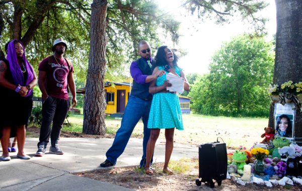 Chris Crawford speaks at a memorial for Sandra Bland