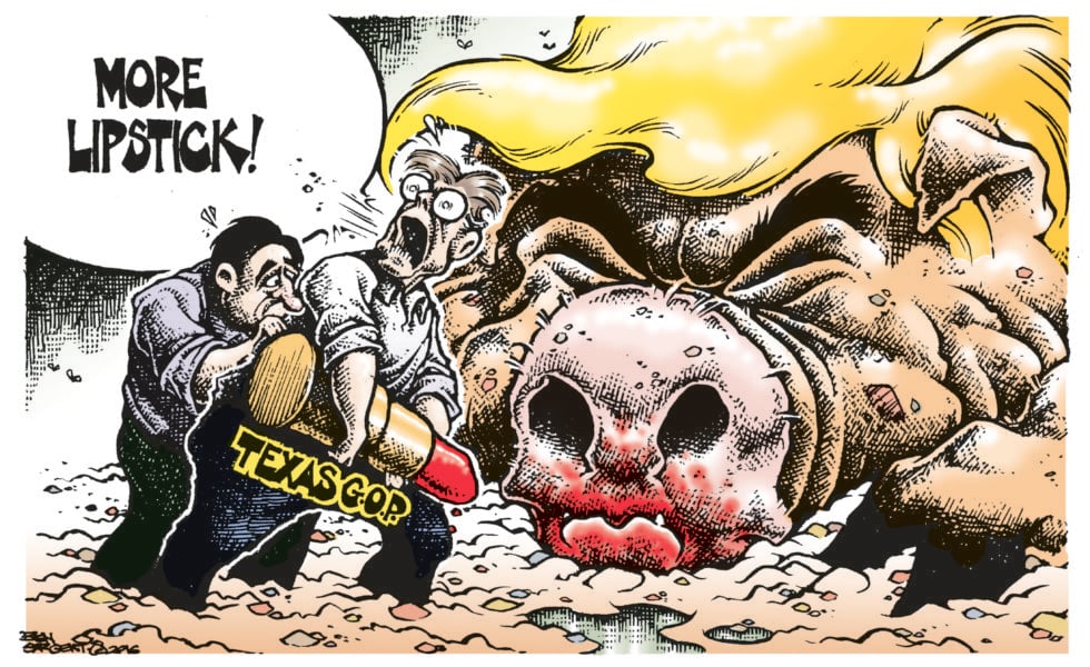 Ben Sargent Loon Star State cartoon more lipstick donald trump Texas GOP