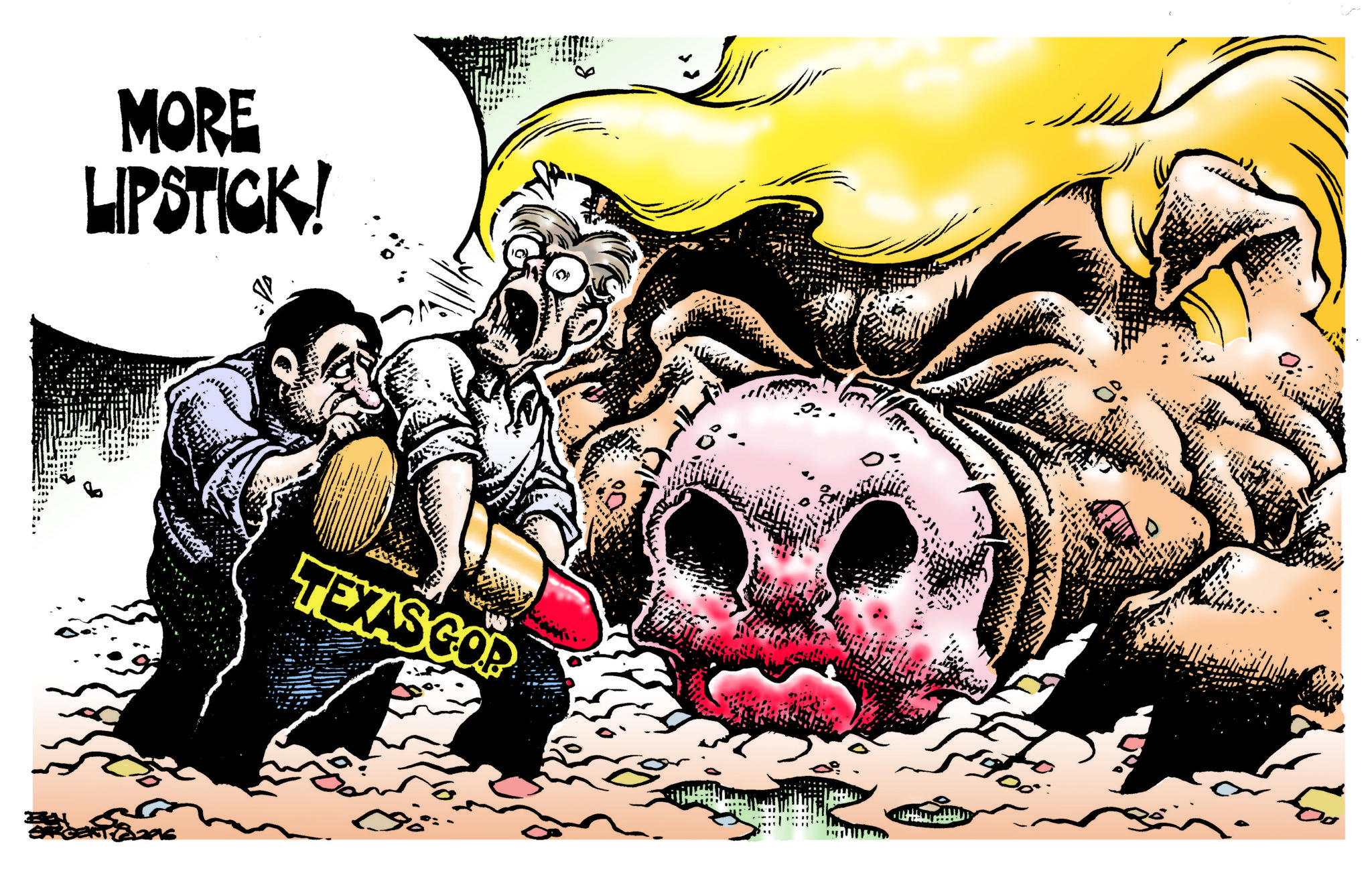 Ben Sargent Loon Star State cartoon more lipstick donald trump Texas GOP