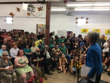 Green Party presidential nominee Jill Stein address the crowd at a San Antonio stop on her October tour of Texas.