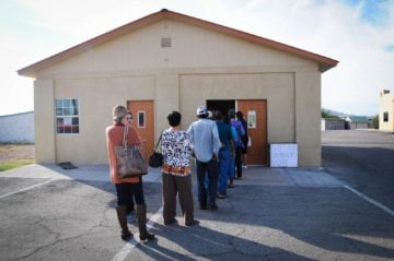 Voters queue up in Presidio County, which historically has had the lowest turnout in Texas.