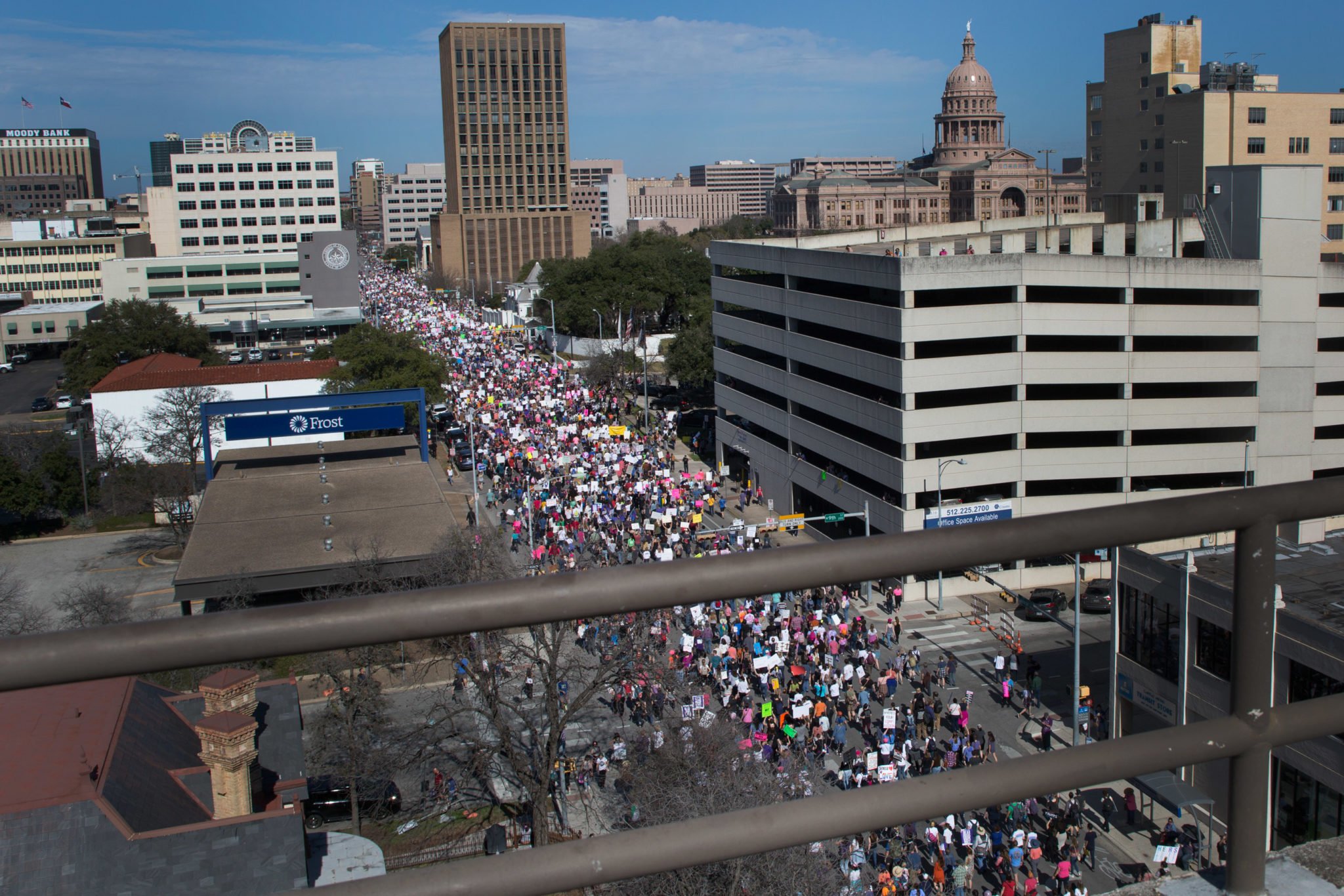Officials estimate more than 40,000 people marched through the streets of Austin to protest the inauguration of President Donald Trump.