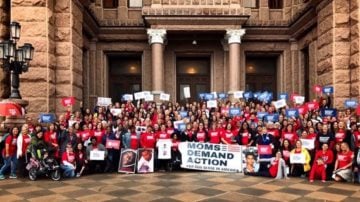 More than a hundred activists rally at the Texas Capitol in opposition to gun measures filed by Republican lawmakers on Jan. 17, 2017.