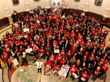 More than a hundred activists rally at the Texas Capitol in opposition to gun measures filed by Republican lawmakers.