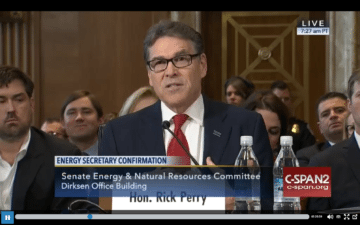 Former Texas Gov. Rick Perry sits in for his confirmation hearing on Jan. 19, 2017.