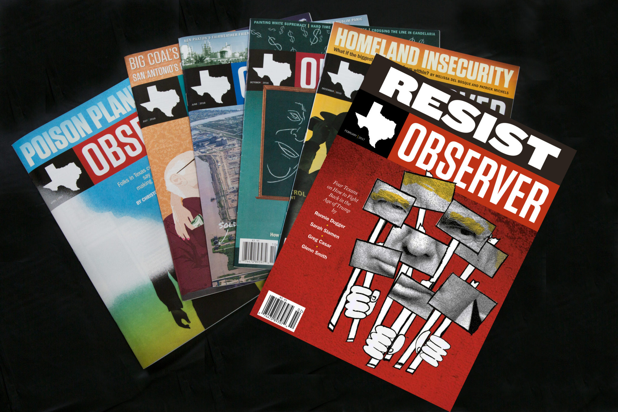 Texas Observer magazines spread promotional material
