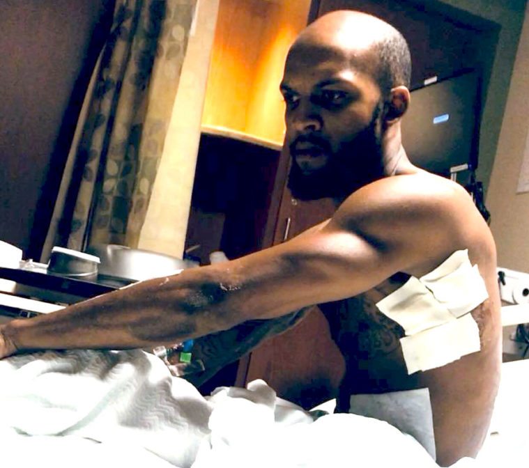 Lyndo Jones in the hospital after being shot at least twice.