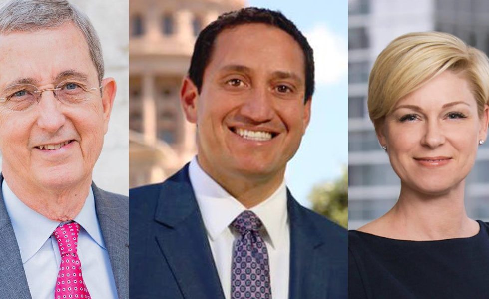 Former Land Commissioner Jerry Patterson, former state Representative Trey Martinez Fischer, State Representative Sarah Davis