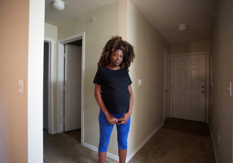 Dorothy Jones in her new apartment in Houston. FEMA turned down her family's application for housing assistance.