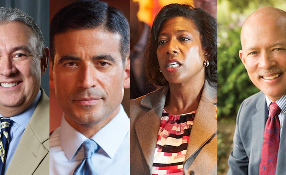Left to right: Democrats Joe Gonzales and Nico LaHood of San Antonio, Elizabeth Frizell and John Creuzot of Dallas