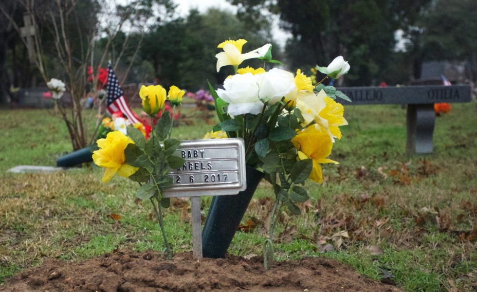 A new grave for fetal remains at Assumption Cemetery, a Catholic cemetery in South Austin.