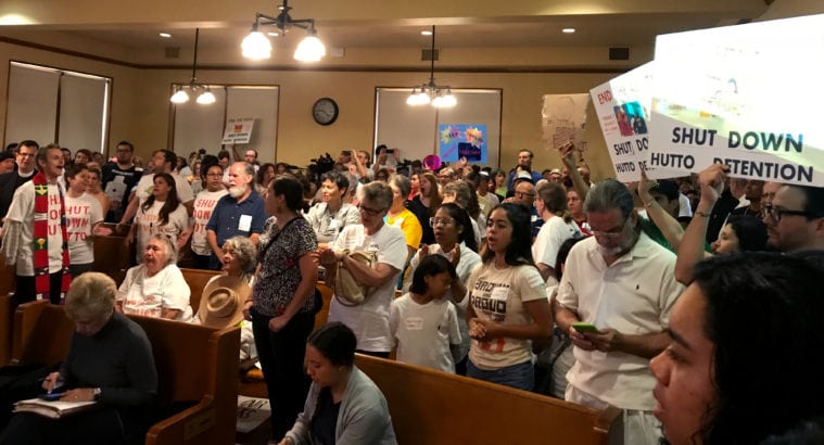 Protesters packed the Williamson County Commissioners Court meeting.