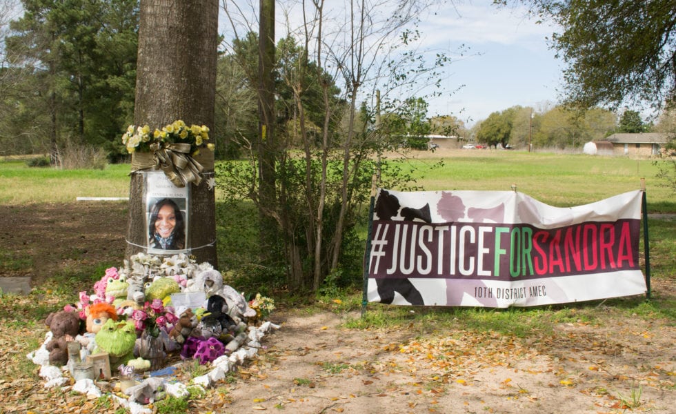 A memorial to Sandra Bland in Prairie View.