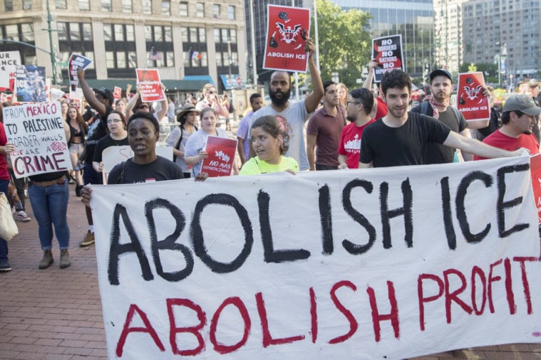 A protest against U.S. Immigration and Customs Enforcement (ICE) in New York.