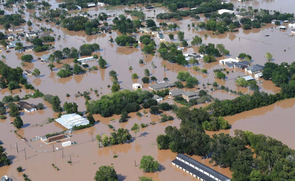 Flooded homes in Houston after Harvey. The storm damaged more than 200,000 houses in Harris County alone.