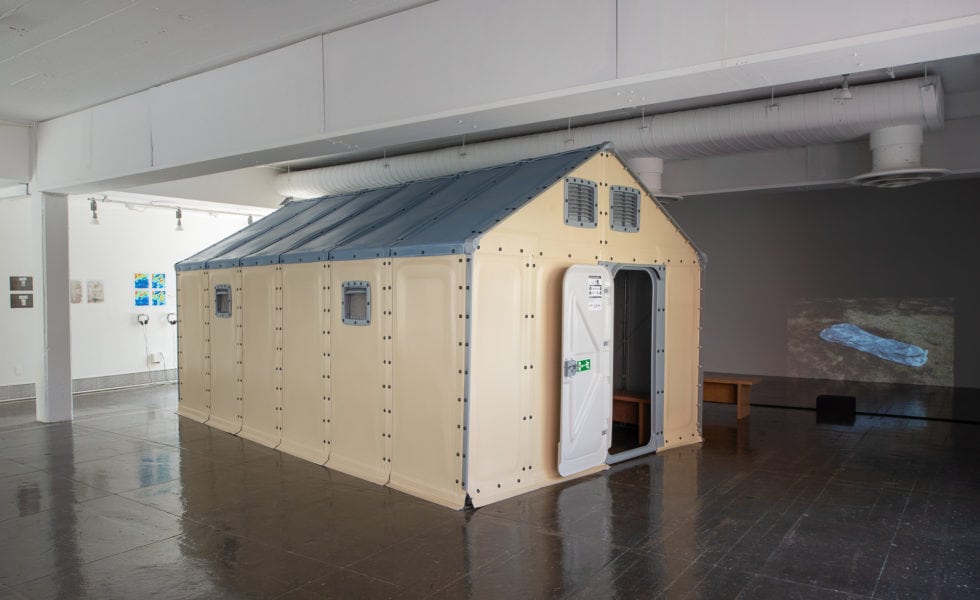 These modular shelters are built by the start-up Better Shelter.