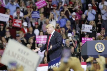 Donald Trump at a rally in Houston.