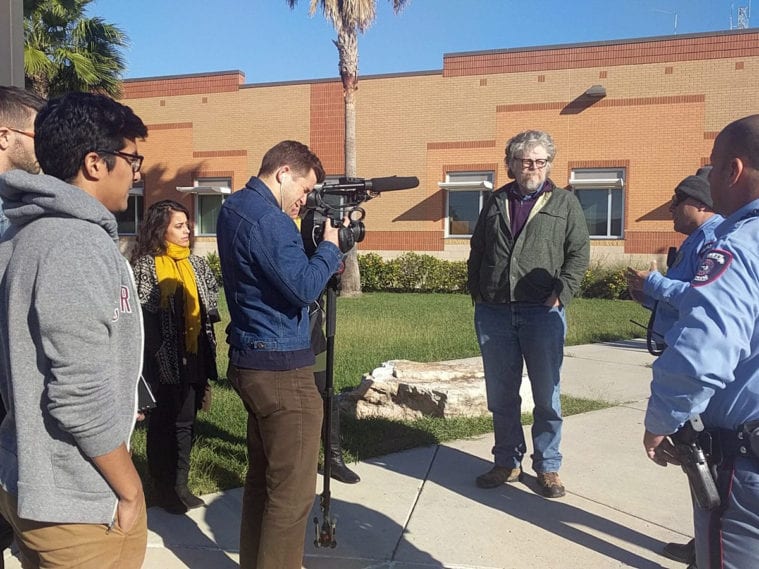 Nine activists and civil rights attorneys voluntarily left after Border Patrol confirmed to McAllen police they wanted to press trespass charges.