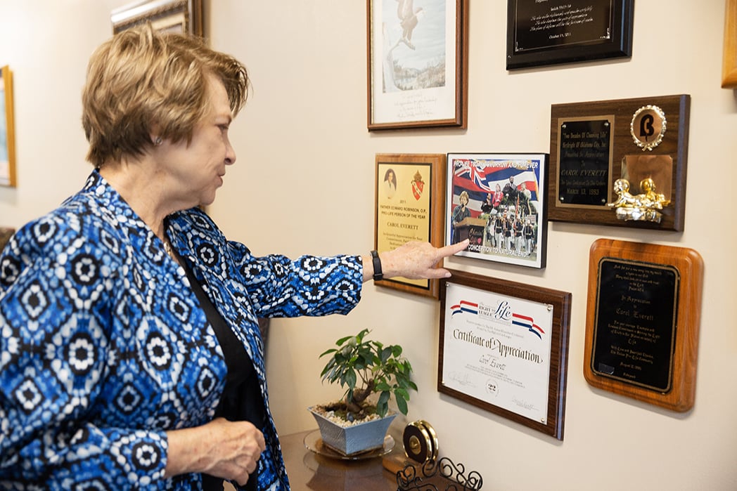 “Pro-life today, tomorrow and forever from conception to natural end…” reads a photo of Carol Everett that hangs in her office.