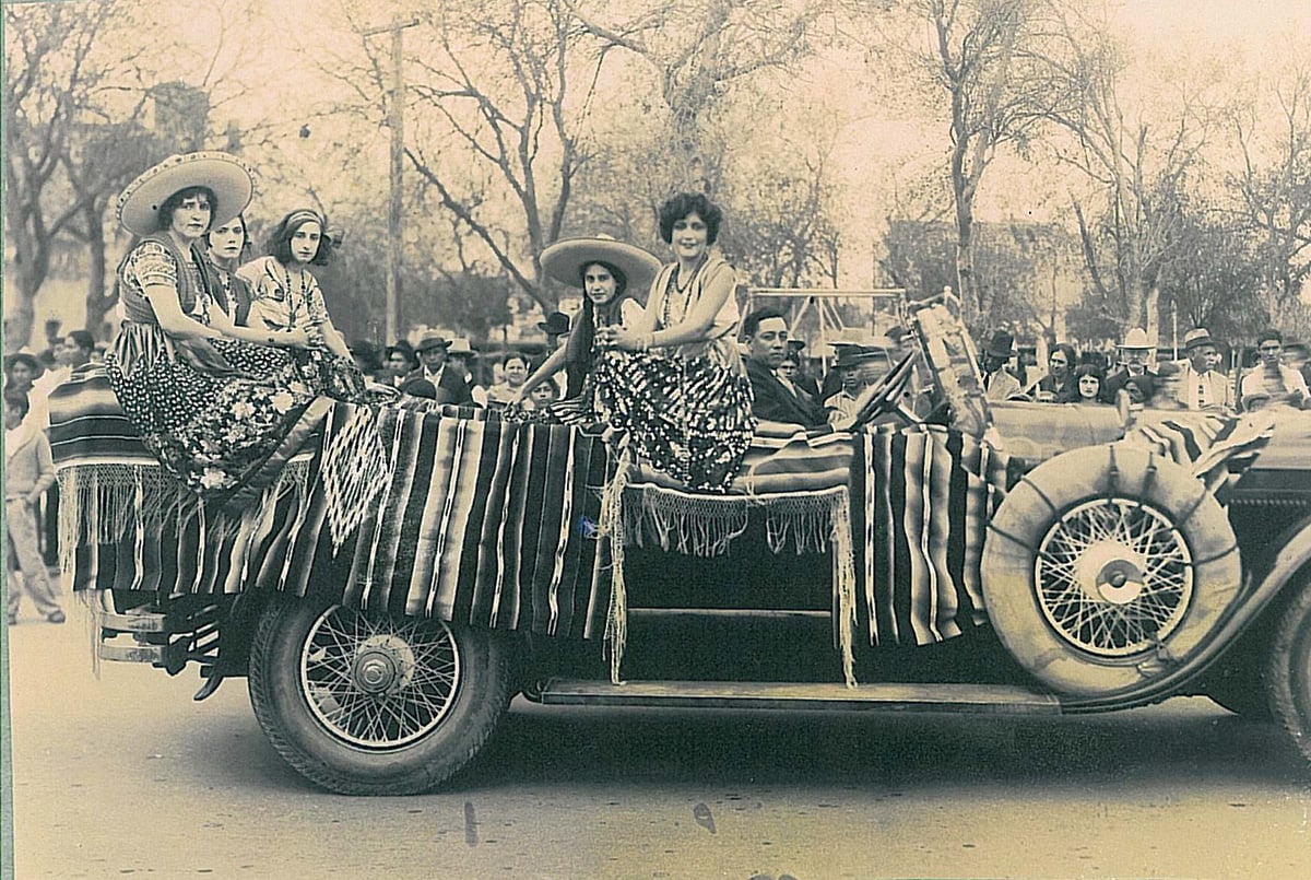 An undated historical photo shows a scene from the extravagant three-hour parade.