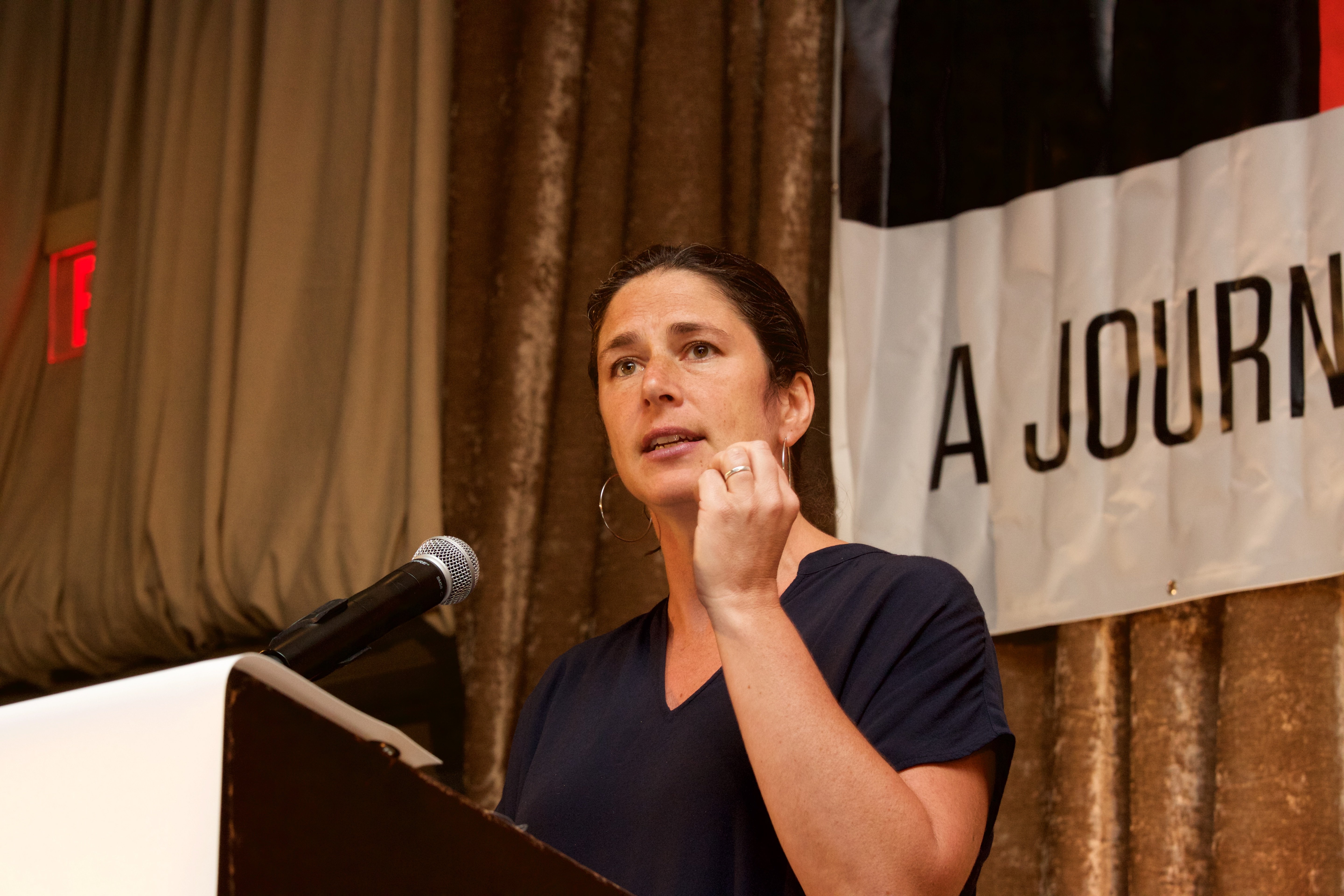 Rebecca Traister speaks at the 2019 MOLLY Prize dinner.
