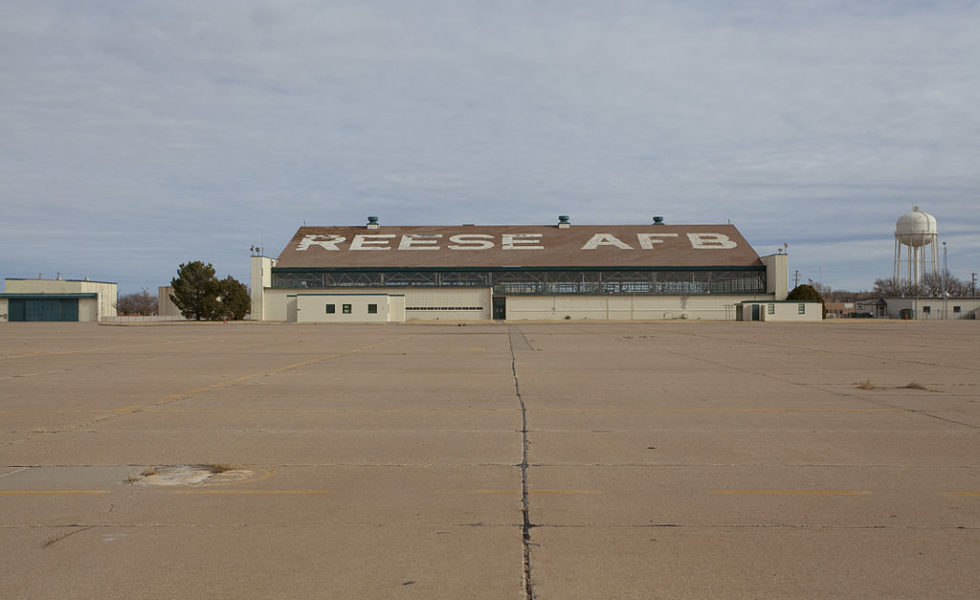 An aircraft hangar at the former Reese Air Force Base, now called Reese Technology Center, in Lubbock. In communities surrounding the former base, 222 private water wells and three public wells had PFAS levels above the EPA’s recommended threshold of 70 parts per trillion.
