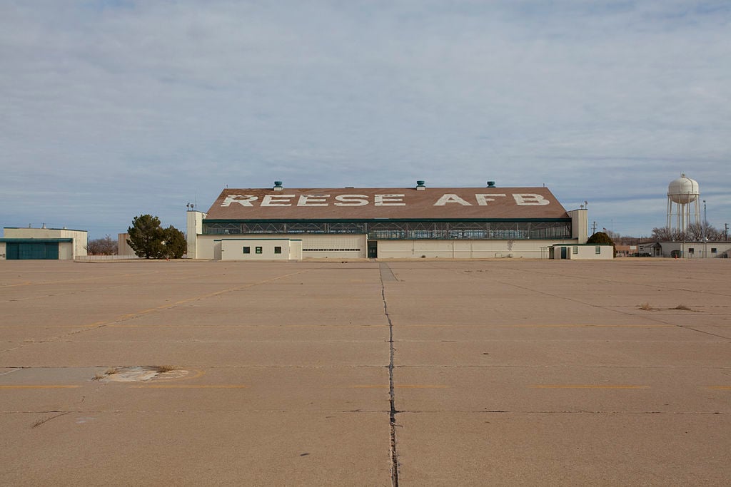 An aircraft hangar at the former Reese Air Force Base, now called Reese Technology Center, in Lubbock.