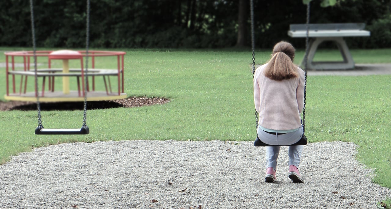 person alone on a swingset