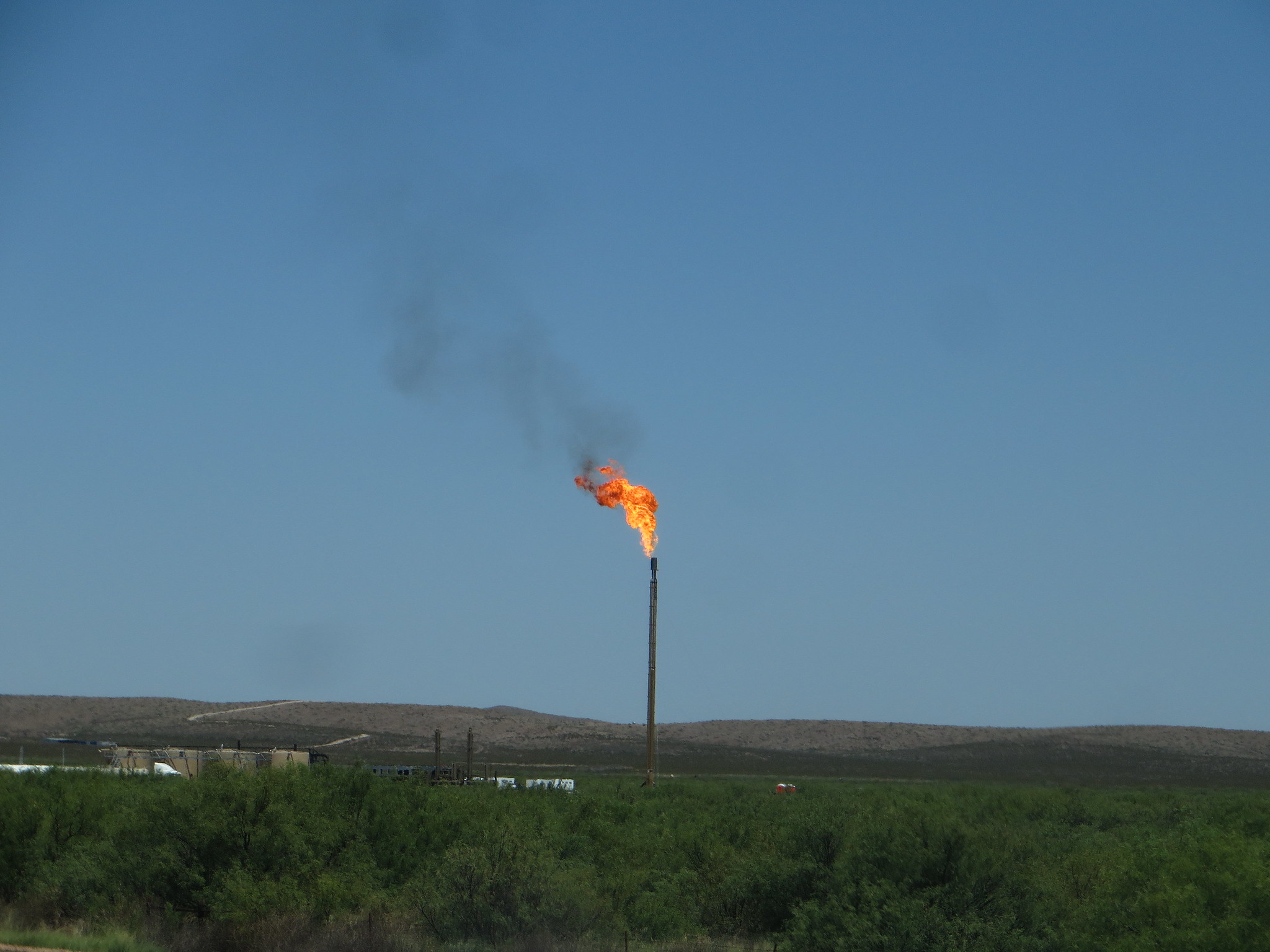 A natural gas flare in Balmorhea.