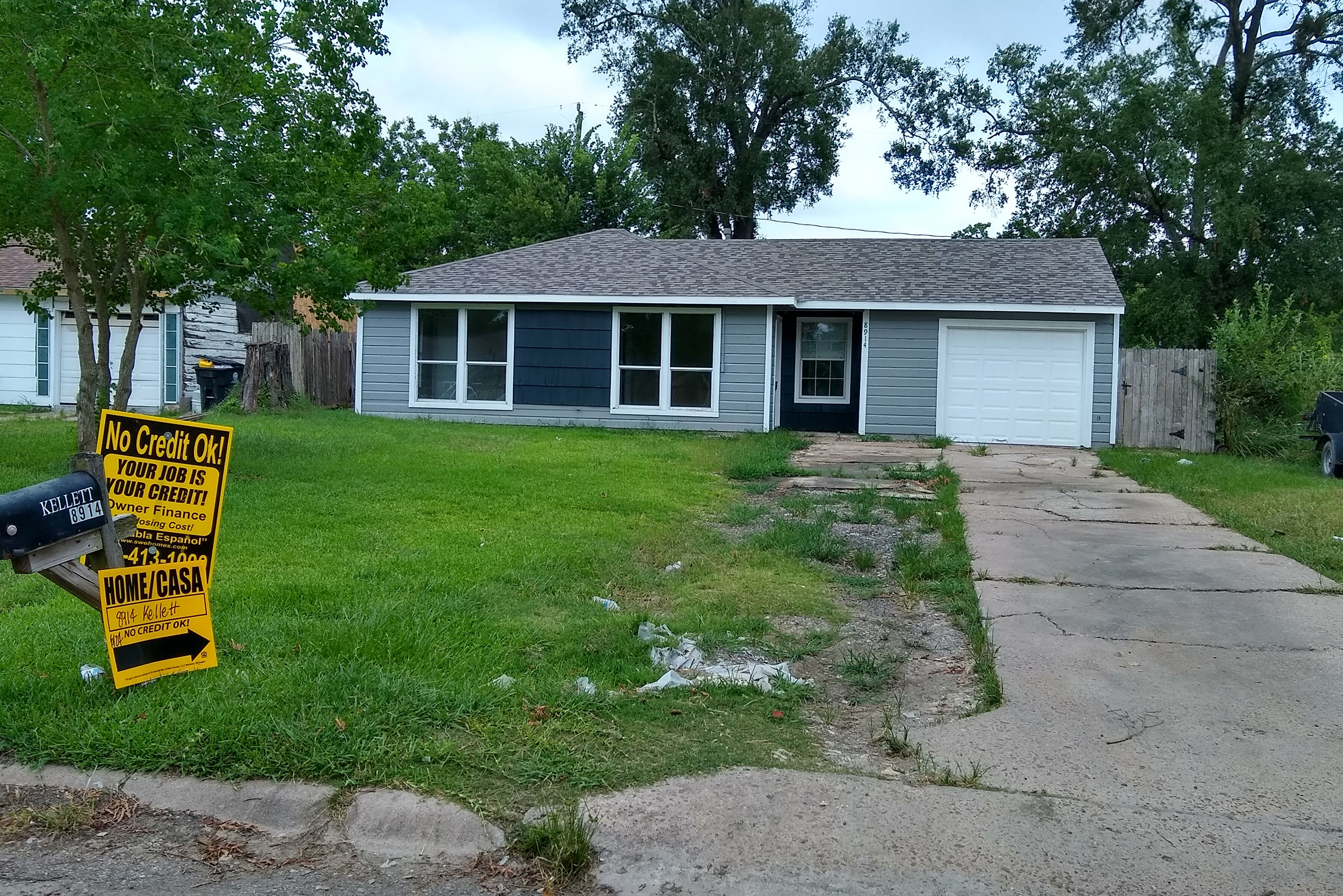Abandoned homes in Lakewood are routinely bought and flipped, and advertisements proclaiming "No Credit Ok!" litter the neighborhood.