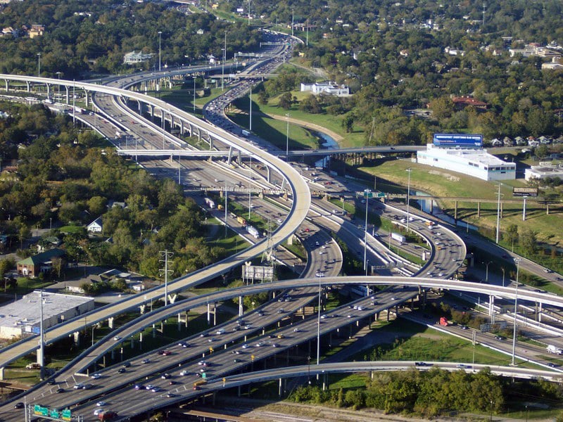 I-10 and I-45 meet at the northern edge of Houston.