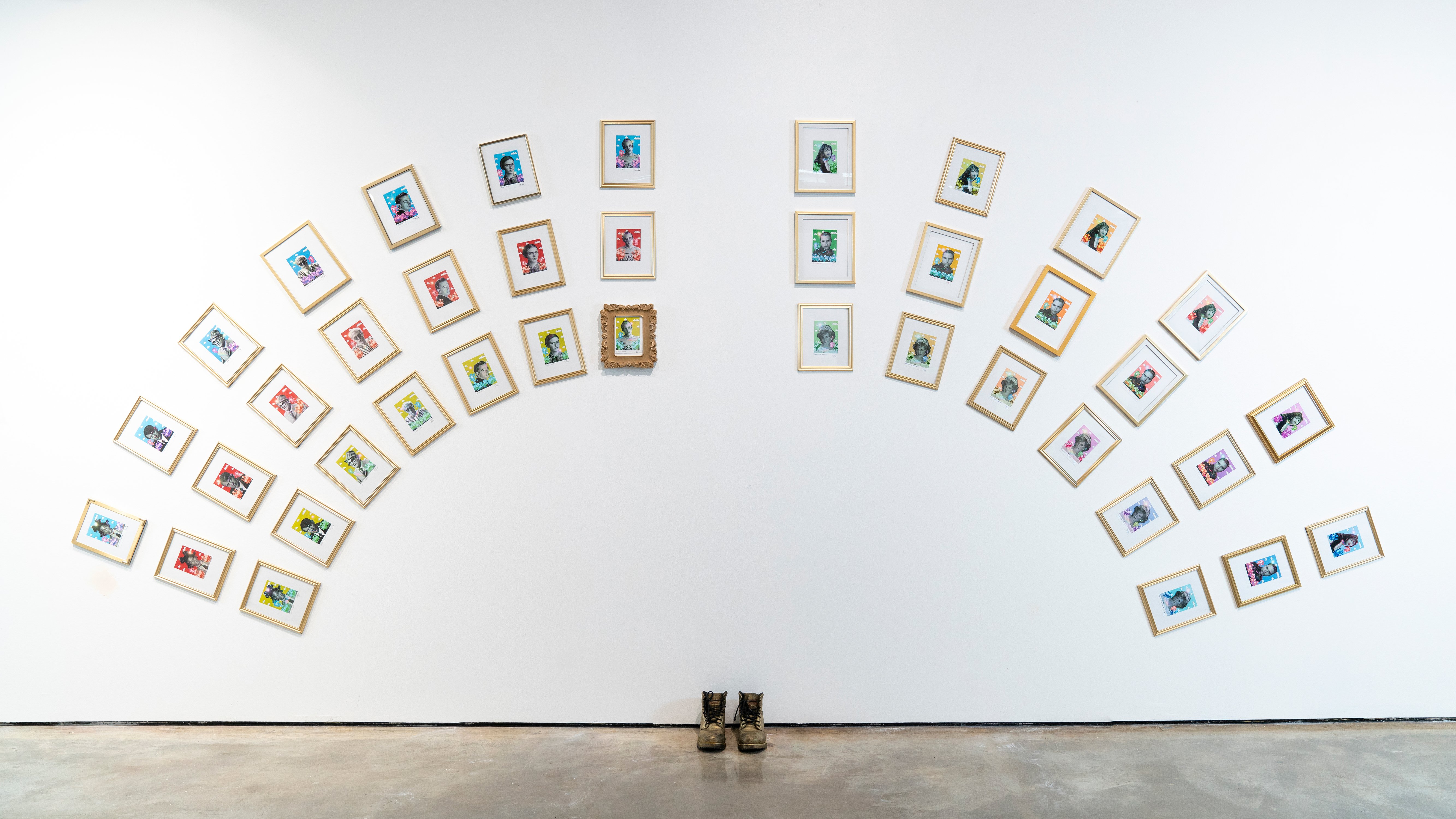 Sergio Mata (Installation View) 21 Art Saints, Selena Hexaptych, Sergio Mata Hexaptych, and Princess Diana Hexaptych, 2019, Digital photographs on paper, Dimensions variable