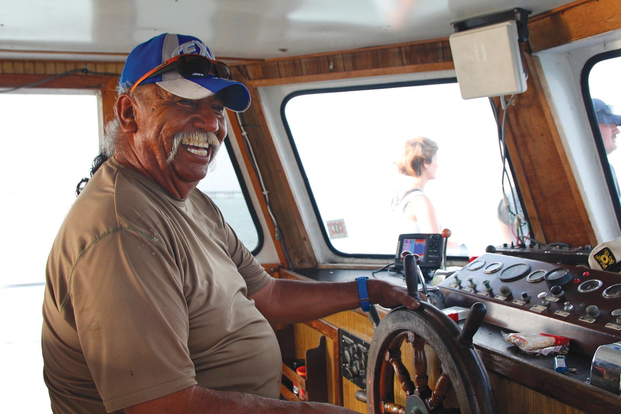 Noe Lopez takes customers out onto the Laguna Madre to search for dolphins.