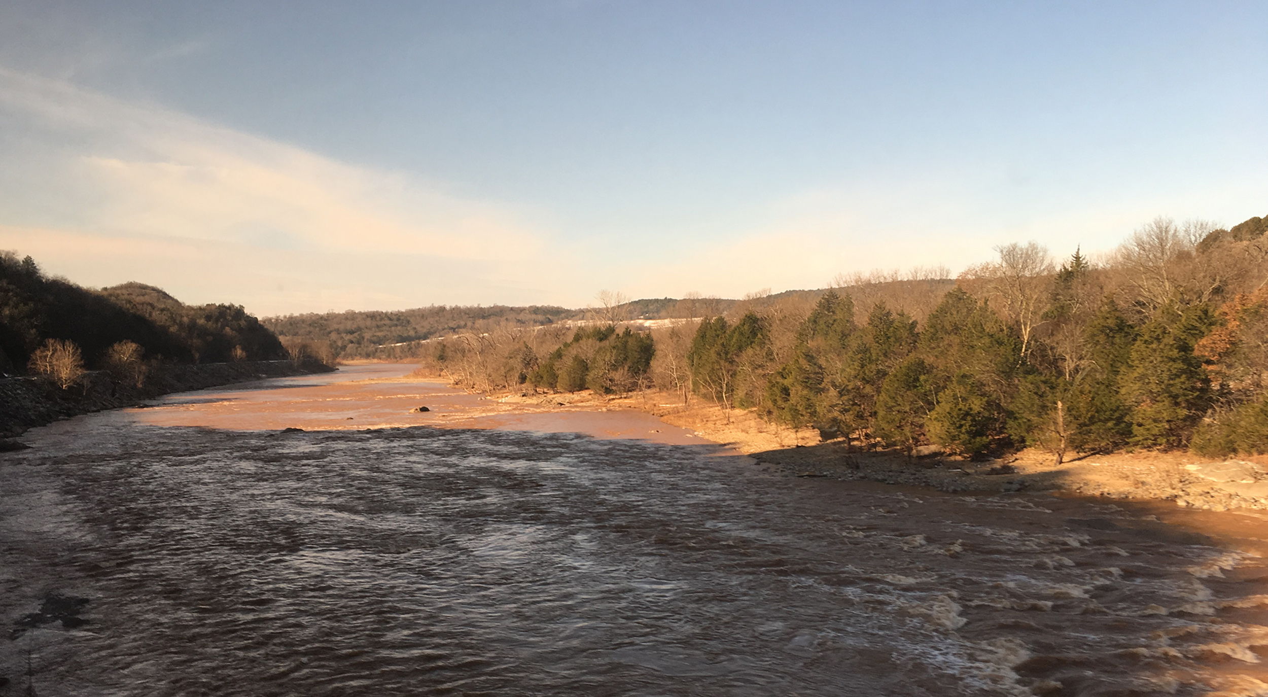 The Red River on the Oklahoma-Texas border.