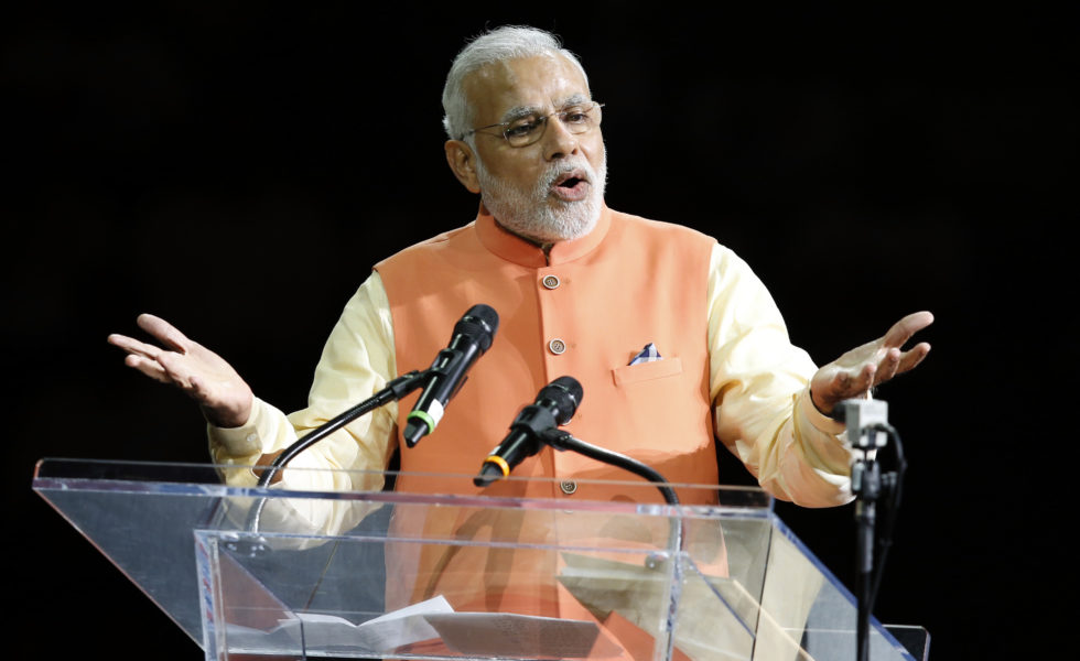 Narendra Modi, Prime Minister of India, at Madison Square Garden in 2014.