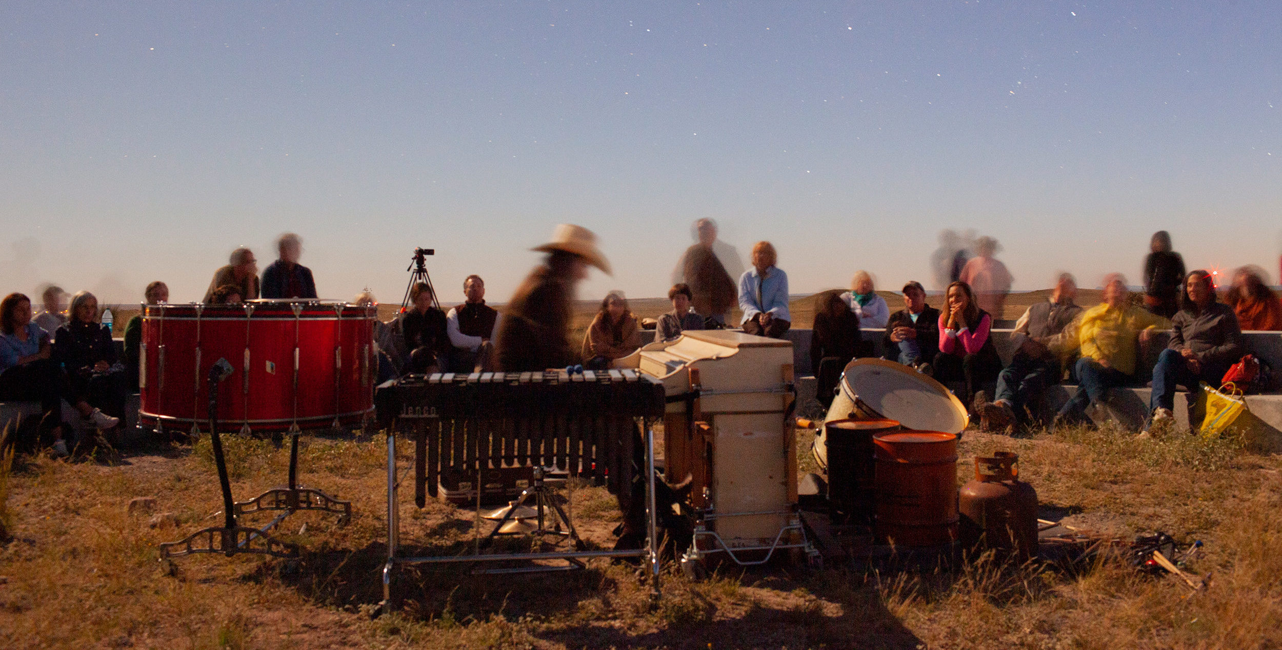 Reynolds performs The Desert at Mimms Ranch in Marfa in 2014. The site-specific work was the first part of a triptych that also included the bilingual cross-border opera, Pancho Villa From a Safe Distance.