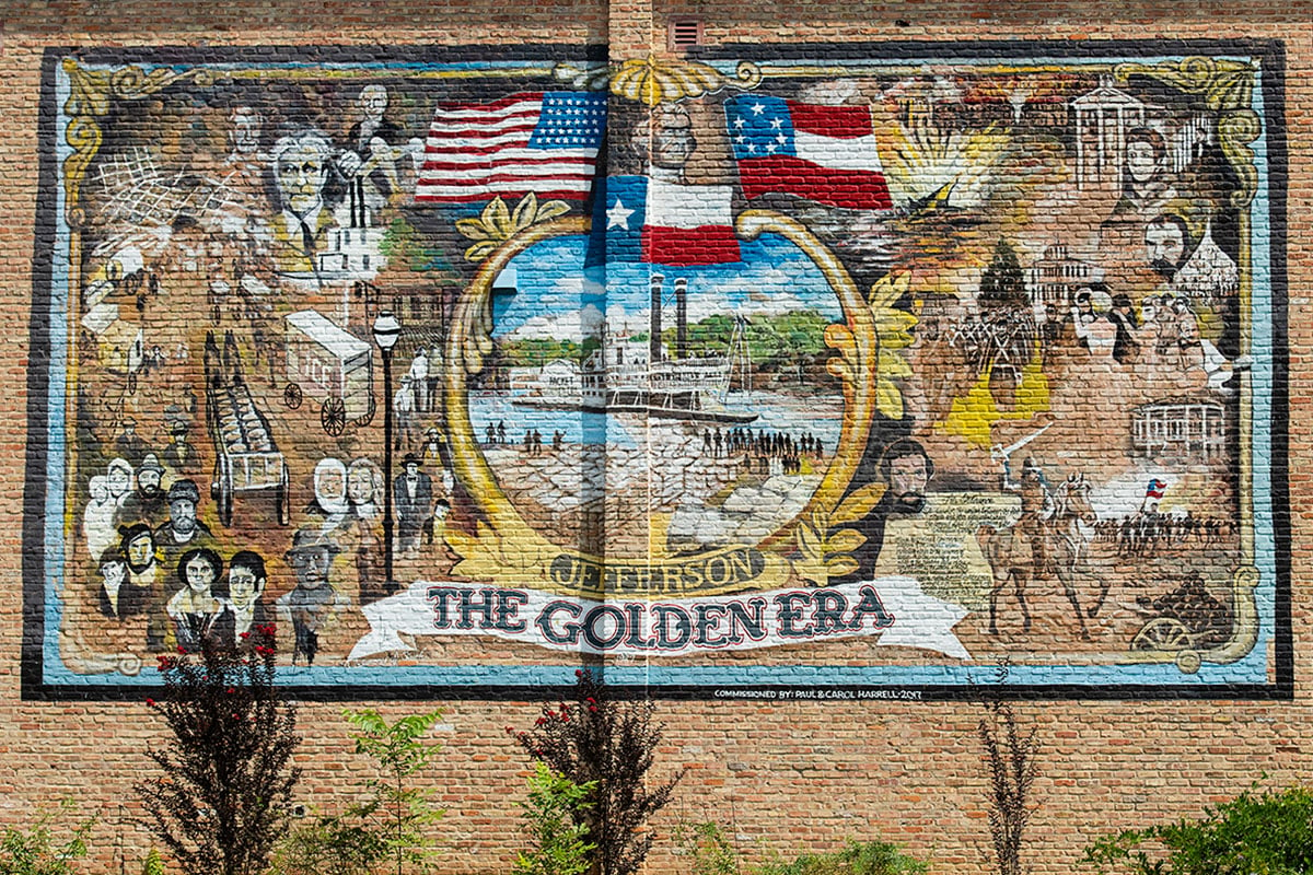 "The Golden Era" mural at the historical Haywood House located at 202 S Market St. in Jefferson.
