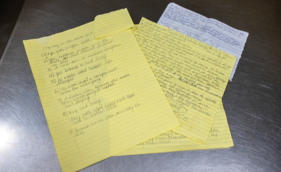 Book club members submitted thoughts and notes on The Boy in the Black Suit by Jason Reynolds.