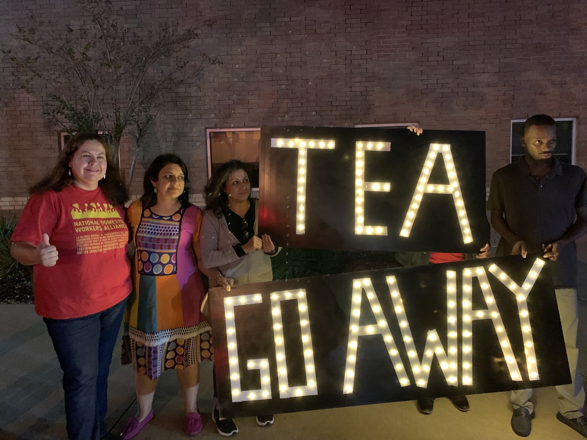 A Houston Federation of Teachers protest at Chavez High School.