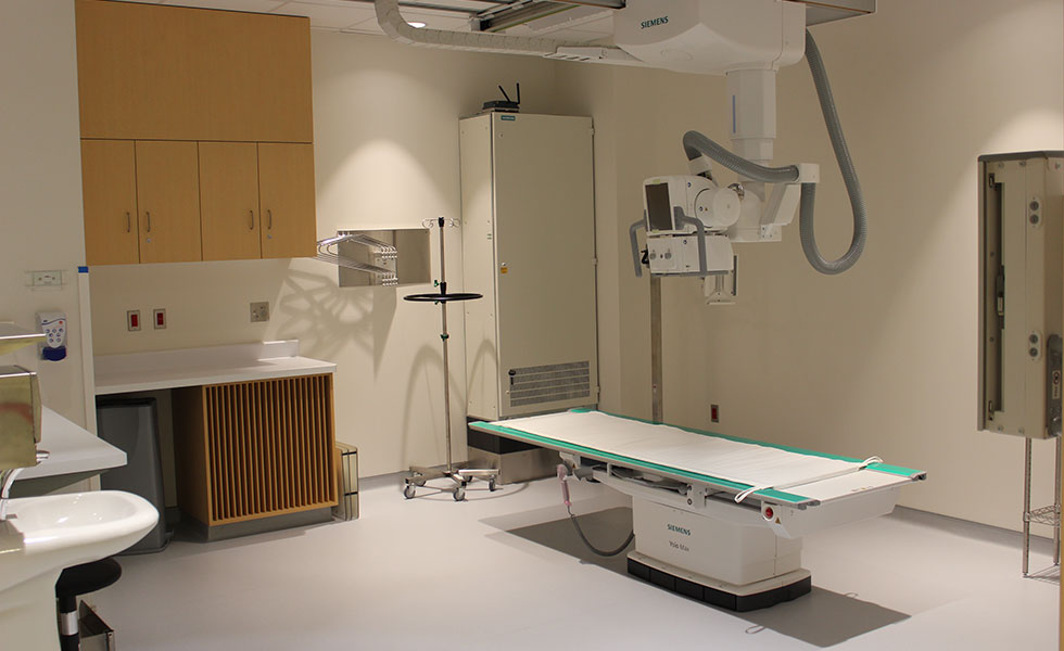 A radiography room in a hospital.