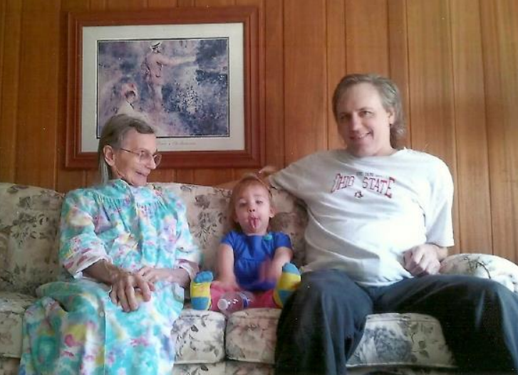 Jack Ule with his grand niece and his mother before she died.