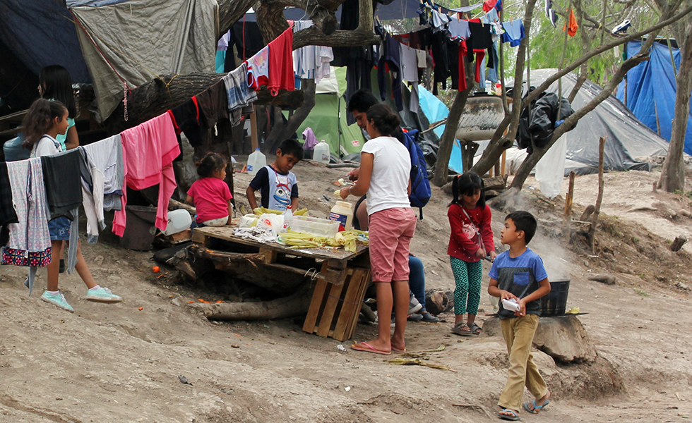 Children in a camp in Matamoros.