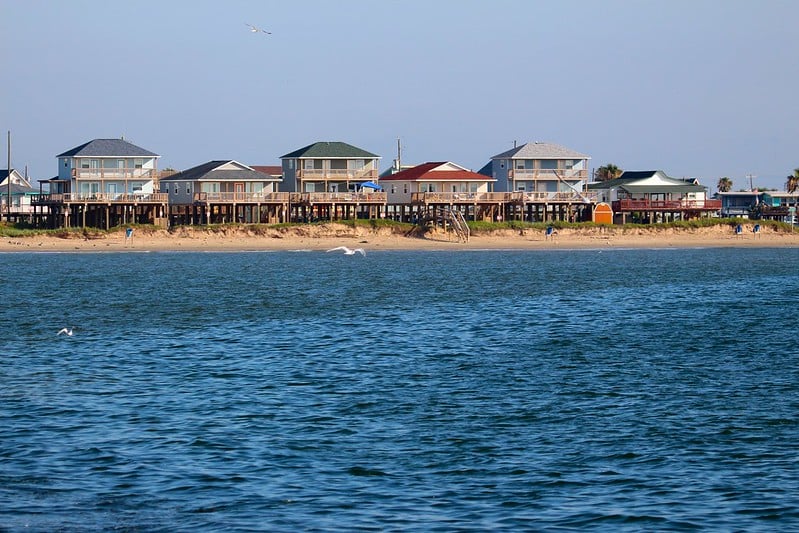 Beach homes on the coast of Surfside Beach