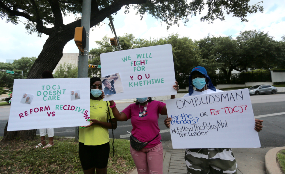 In late May, people with loved ones behind bars who were eligible or already approved for parole rallied outside the governor’s mansion near the Texas Capitol