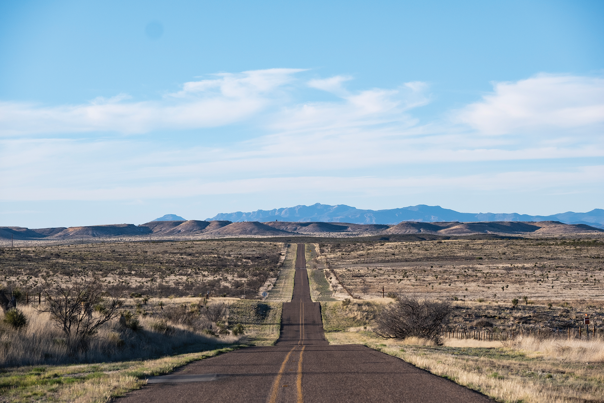 The road to Rachel Mellard’s ranch south of Marfa, where she had a home birth last spring.